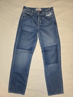 AMO Indigo Blue Harlow Jeans with Subtle Patch Label